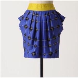 Anthropologie Odille Fargyle Skirt Citron Waistband Hand Pockets Size 6